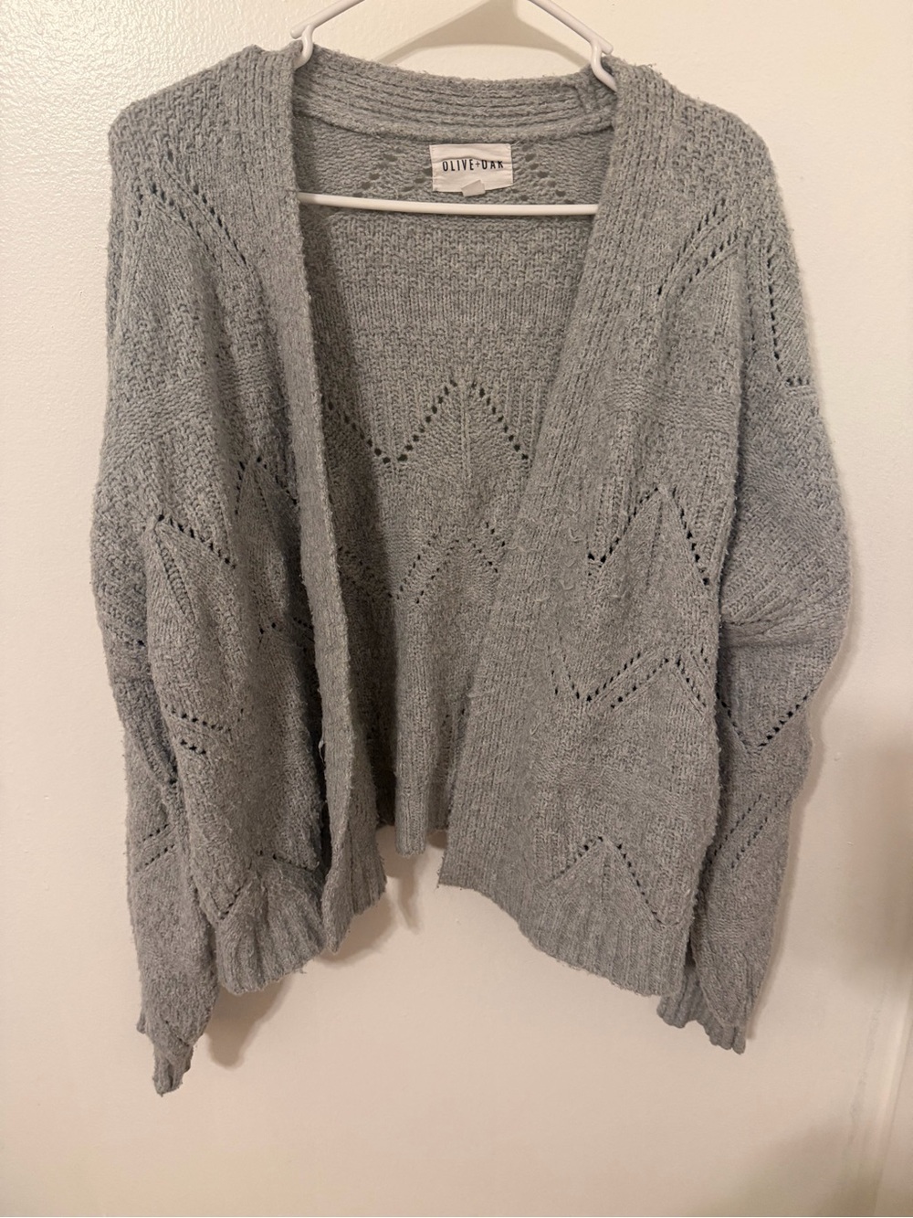 Olive & Oak Heather Gray Open-Front Knit Cardigan